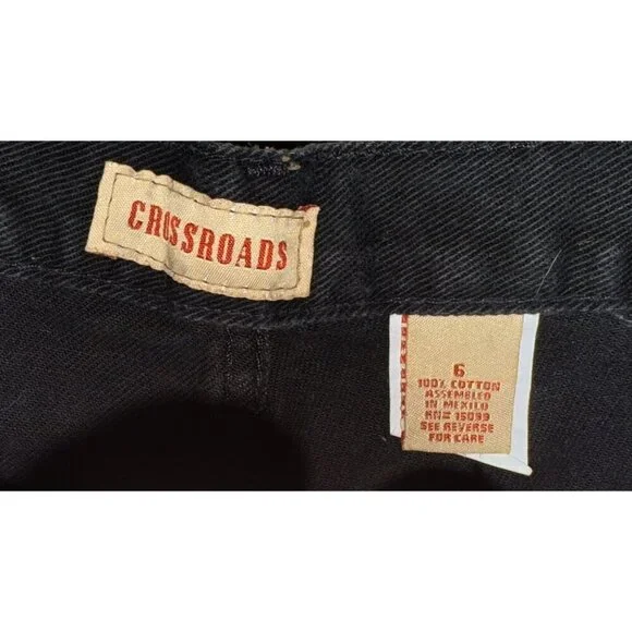 Vintage CROSSROADS Black Denim Mom Hi Waist Shorts 90s 00s Y2K Sz 25 - Picture 5 of 6